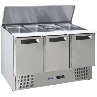 Třídveřový chlazený salátový stůl s odklápěcím víkem, Arktic, 368L, 230V/155W, 1365x700x(H)860mm