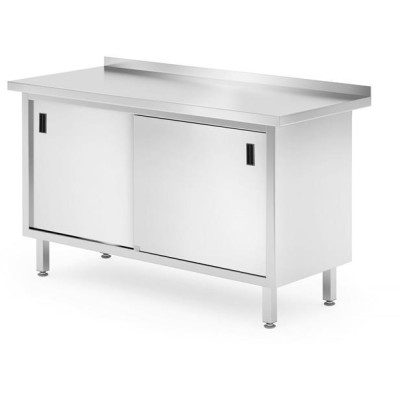 Pracovní stůl se skříňkou, posuvná dvířka – svařovaný, HENDI, Profi Line, 1400x600x(H)850mm
