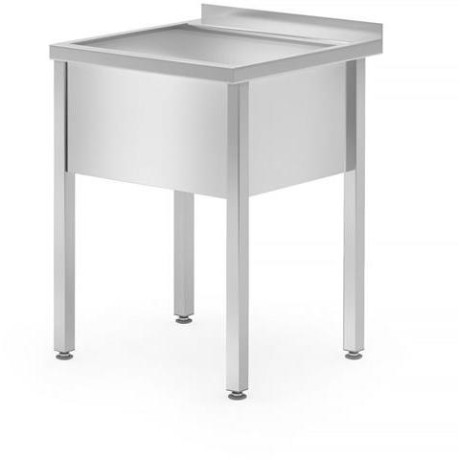 Stůl s jedním mycím dřezem – svařovaný, hloubka 600 mm, výška komory 300 mm, HENDI, Profi Line, 600x600x(H)850mm
