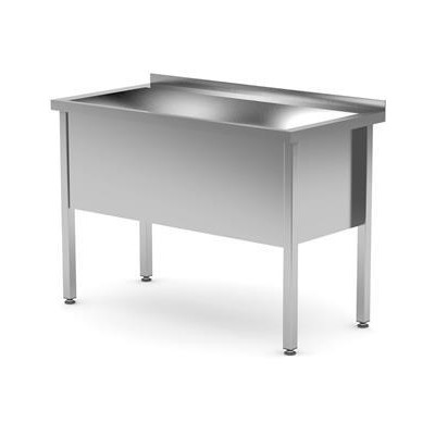 Stůl s jedním mycím dřezem – svařovaný, hloubka 600 mm, výška komory 400 mm, HENDI, Profi Line, 1200x600x(H)850mm