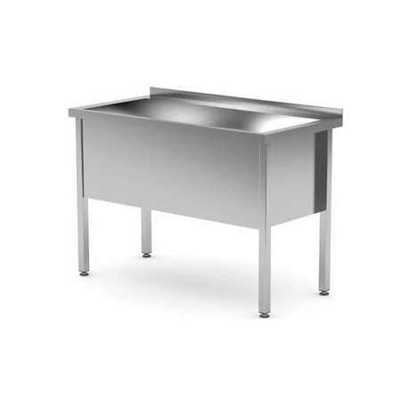 Stůl s jedním mycím dřezem – svařovaný, hloubka 600 mm, výška komory 400 mm, HENDI, Profi Line, 1200x600x(H)850mm