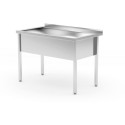 Stůl s jedním mycím dřezem – svařovaný, hloubka 700 mm, výška komory 300 mm, HENDI, Profi Line, 800x700x(H)850mm