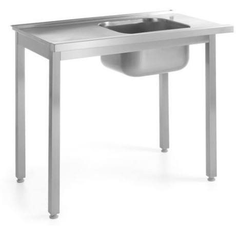 Nakládací stůl pro myčky nádobí s dřezem – přišroubovaný, HENDI, Kitchen Line, 1000x600x(H)850mm