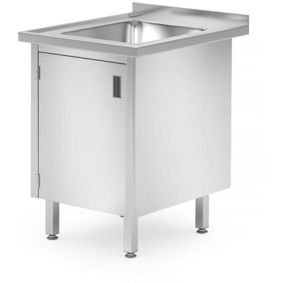 Dřezový stůl, skříň – svařovaná, se závěsnými dveřmi, HENDI, Profi Line, 600x700x(H)850mm