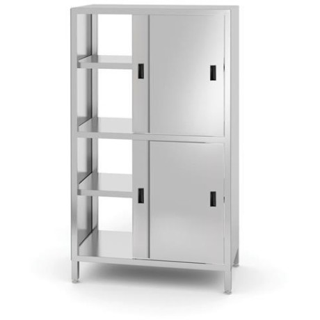 Průchozí skříňka s přepážkou a posuvnými dveřmi – přišroubovaná, HENDI, Kitchen Line, 800x500x(H)1800mm