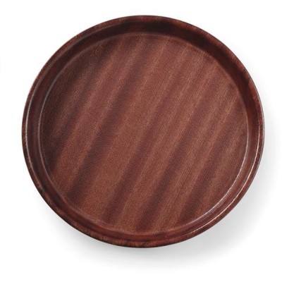 Tác servírovací laminovaný, protiskluzový, kulatý s vysokým okrajem, AmerBox, Mahagon, ⌀320x(H)35mm