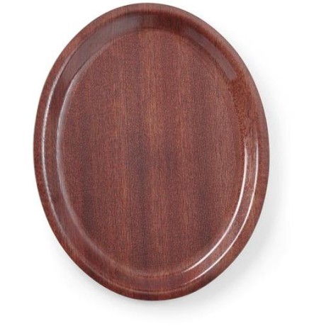 Tác servírovací laminovaný, protiskluzový, oválný, HENDI, Mahagon, 200x265mm