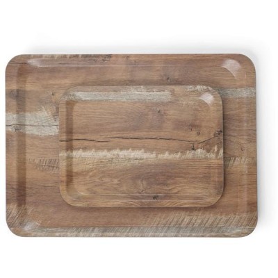Tác servírovacís melaminovým laminátem se vzorem dřeva, HENDI, Dřevo, 240x340mm