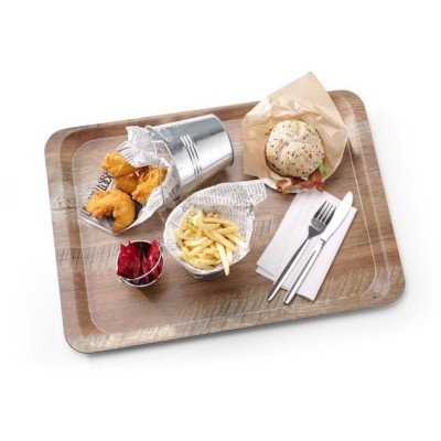 Tác servírovacís melaminovým laminátem se vzorem dřeva, AmerBox, Dřevo, 370x530mm