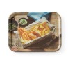 Servírovací podnos, protiskluzový, obdélný, s potiskem, HENDI, tasty fish & chips, 330x430mm