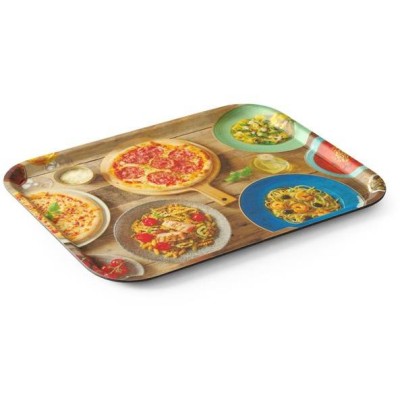 Servírovací podnos, protiskluzový, obdélný, s potiskem, HENDI, tasty pizza & pasta, 330x430mm