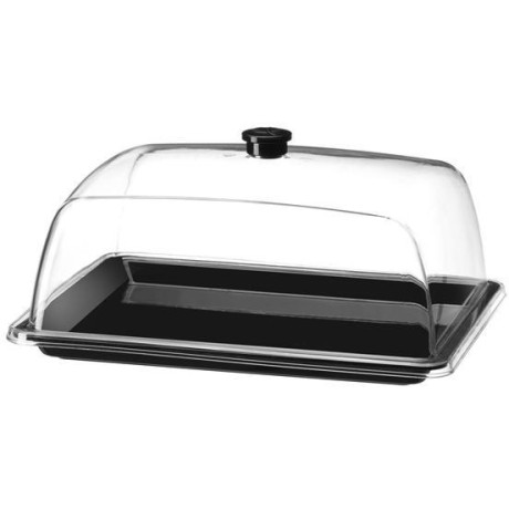 Obdélný podnos s poklopem, HENDI, GN 1/2, Průhledná, 335x275x(H)165mm