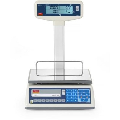 Obchodní váha LCD s ramenem a certifikací, řada EGE, 15 kg, TEM, 325x377x(H)394mm