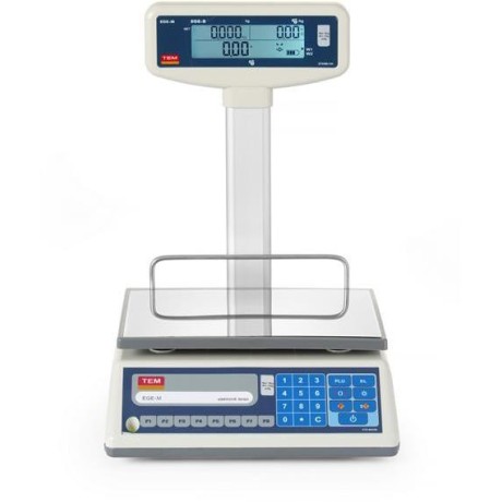 Obchodní váha LCD s ramenem a certifikací, řada EGE, 15 kg, TEM, 325x377x(H)394mm
