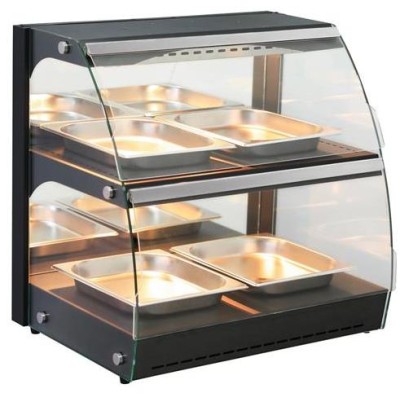 Vitrína ohřívací nastavitelná – křemíková, HENDI, 2 patra, 230V/560W, 650x485x(H)630mm