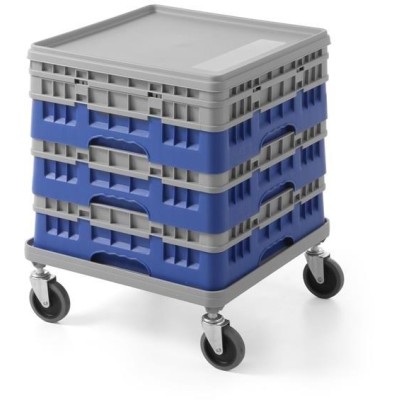 Vozík pro univerzální nosiče 500×500 mm, AmerBox, šedý, Světle šedá, 500x500x(H)180mm