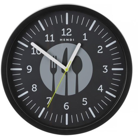 Nástěnné hodiny, HENDI, Černá, ⌀356x(H)45mm
