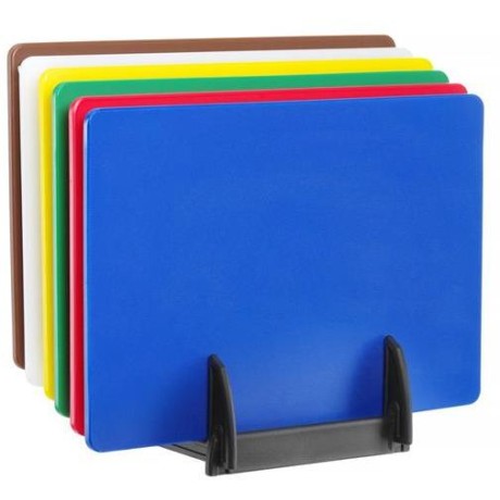 Sada 6 krájecích prkének HACCP se stojanem, HENDI, 6 ks, 450x300x(H)10mm