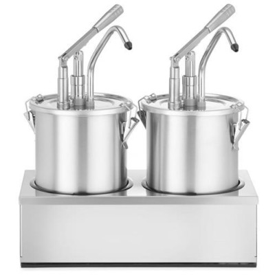 Sada: 2 x nádoba na omáčku z nerezové oceli s dávkovačem, HENDI, 9L, 400x200x(H)440mm