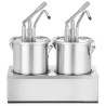 Sada: 2 x nádoba na omáčku z nerezové oceli s dávkovačem, HENDI, 9L, 400x200x(H)440mm