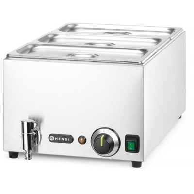 Sada Ranger: Bain-marie s vypouštěcím kohoutkem + 3x GN 1/3 s víkem, HENDI, GN 1/1, 230V/1000W, 605x332x(H)242mm