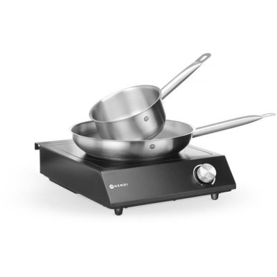 Sada: Indukční vařič 3500W + pánev + pánev na smažení, HENDI, Černá, 220-240V/3500W, 320x395x(H)95mm