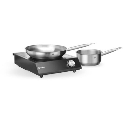 Sada: Indukční vařič 3500W + pánev + pánev na smažení, HENDI, Černá, 220-240V/3500W, 320x395x(H)95mm