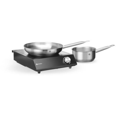 Sada: Indukční vařič 3500W + pánev + pánev na smažení, HENDI, Černá, 220-240V/3500W, 320x395x(H)95mm
