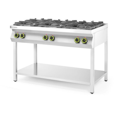 Plynový sporák s otevřeným stojanem na 6 hořáků, HENDI, Kitchen Line, 28,5kW, 1200x700x(H)900mm