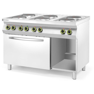 Elektrický vařič Kitchen Line – 6 plotýnek s konvektomatem GN 1/1, HENDI, Kitchen Line, 400V/18600W, 1200x700x(H)900mm