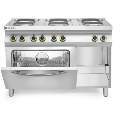 Elektrický vařič Kitchen Line – 6 plotýnek s konvektomatem GN 1/1, HENDI, Kitchen Line, 400V/18600W, 1200x700x(H)900mm