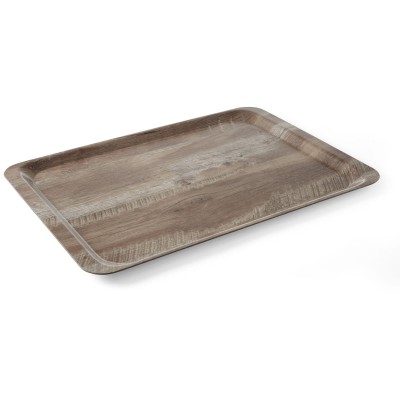 Tác servírovacís melaminovým laminátem se vzorem dřeva, AmerBox, Tmavé dřevo, 370x530mm