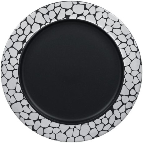 RAK Cobbles talíř mělký s hranou pr. 28 cm, stříbrný | RAK-CBNOFP28