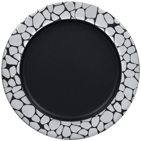 RAK Cobbles talíř mělký s hranou pr. 24 cm, stříbrný | RAK-CBNOFP24