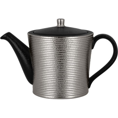RAK Metalfusion konvice na čaj s víčkem, vroubkovaná 40 cl, stříbrná | RAK-MFEVTP40SB