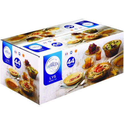 Set jídelní servírovací, sklo, žlutý 44 ks