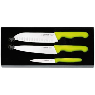 Set nožů, zelený – Santoku, kuchařský, Fresh