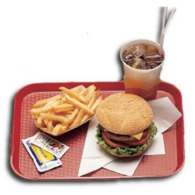 Fast food podnos 26,5 × 34,5 cm, červený