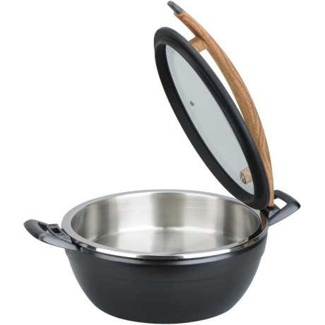 Chafing Artisan kulatý s dřevěnou rukojeti, 449x330x209 mm, 4,5 l