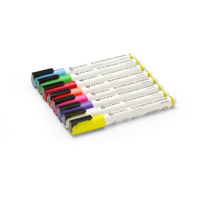 Fixy na tabuli 3 mm, HENDI, 1x bílý, 1x červený, 1x modrý, 1x zelený, 1x žlutý, 1x fialový, 1x oranžový a 1x růžový