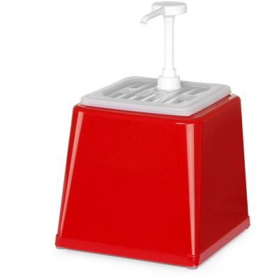 Zásobník na omáčky s pumpičkou, HENDI, 2,5L, Červená, 230x210x(H)327mm