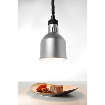 Výškově nastavitelná ohřívací lampa válcová, HENDI, Stříbrná, 230V/250W, ⌀175x(H)250mm