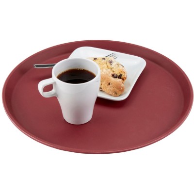 Servírovací tác Camtread, kulatý, protiskluzový, Cambro, vínový, ⌀355x(H)21mm