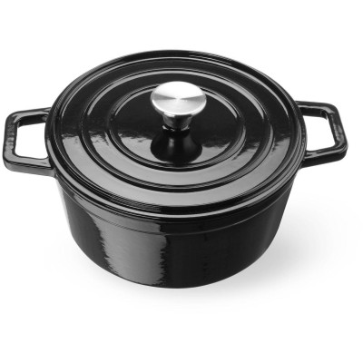 Litinový kastrol smaltovaný, HENDI, 3,7L, Černá, 317x240x(H)105mm