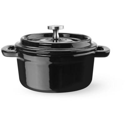 Litinový kastrol smaltovaný, HENDI, 0,27L, Černá, 130x100x(H)48mm
