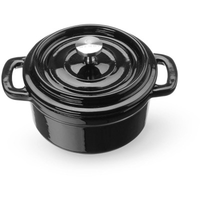 Litinový kastrol smaltovaný, HENDI, 0,27L, Černá, 130x100x(H)48mm