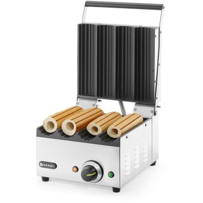 Kontaktní gril na párek v rohlíku a wrapy, HENDI, 220-240V/1800W, 385x285x(H)254mm
