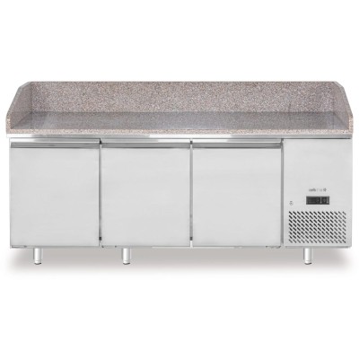 Chladicí stůl na pizzu s žulovou pracovní deskou, 3-dveřový, Arktic, 375L, žula, 230V/400W, 2010x800x(H)875mm