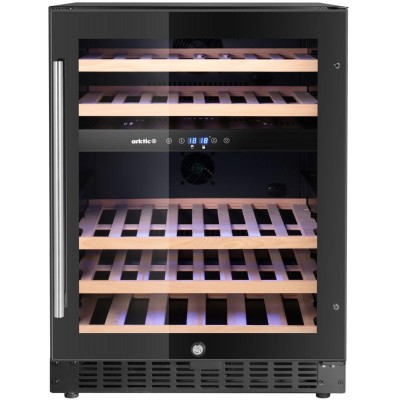 Chladnička na víno, 2 zóny, 46 lahví, Arktic, Černá, 570x595x(H)820mm