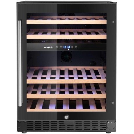Chladnička na víno, 2 zóny, 46 lahví, Arktic, Černá, 570x595x(H)820mm